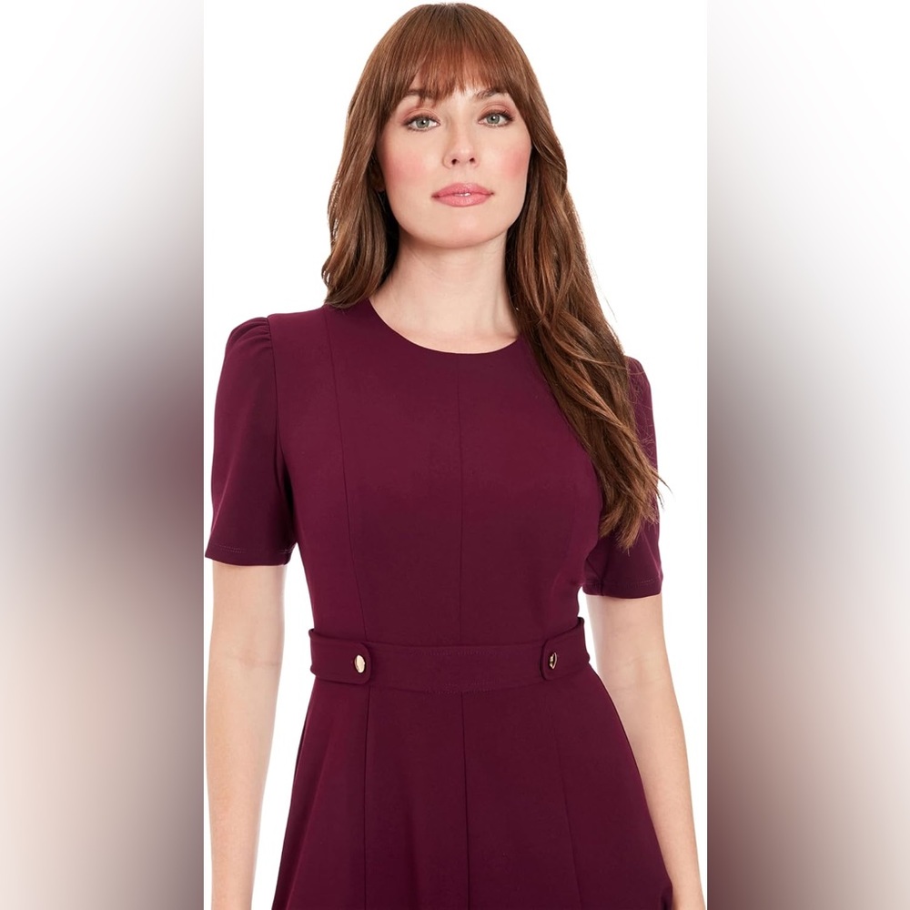 Elegant Mulberry fit and flare Women's Dress - Picture 2 of 6